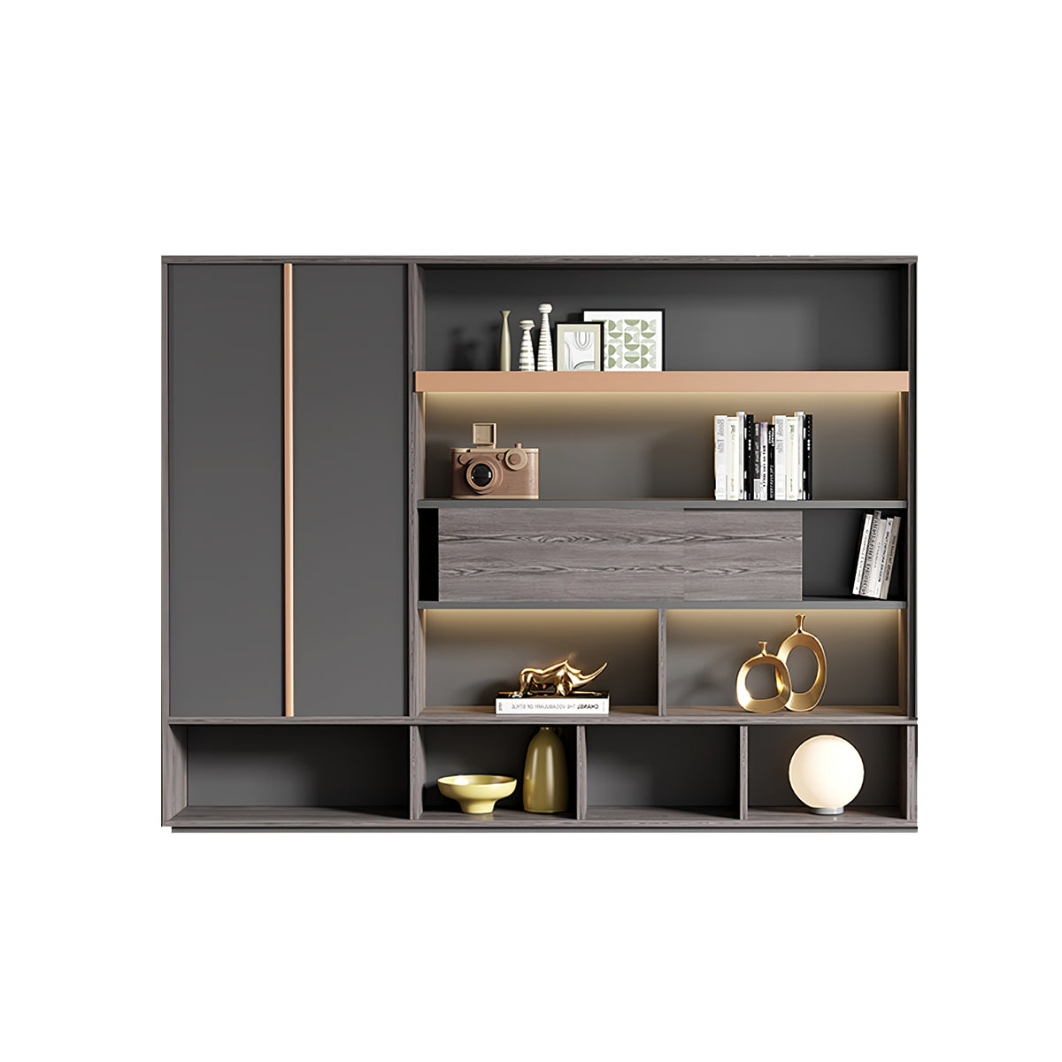 Modern L-Shaped Executive Desk with Multimedia Cable Box LBZ-2123