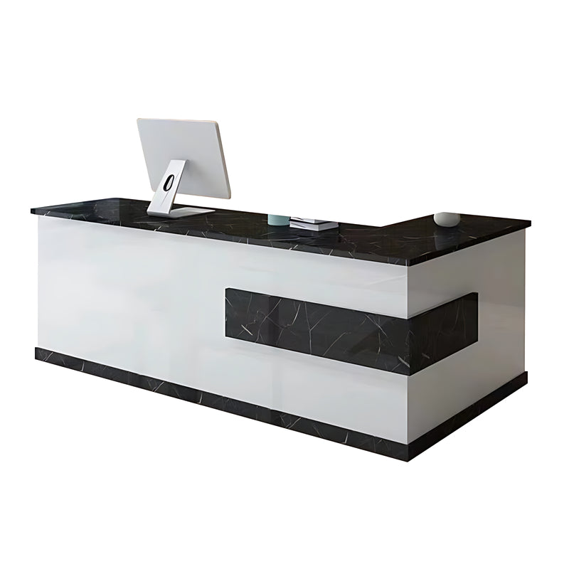 L-Shaped Front Desk with Lockable Drawers and Storage Cabinet for Offices JDT-10108