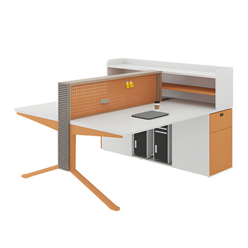 Office Workstation Desk with Modular, Built-In Outlets & LED Lighting for Home Office