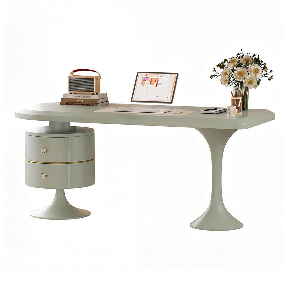 Premium Executive Desk with Ergonomic Rounded Edges, Floating Desktop, and Tapered Support for Modern Home and Office Use LBZ-2310