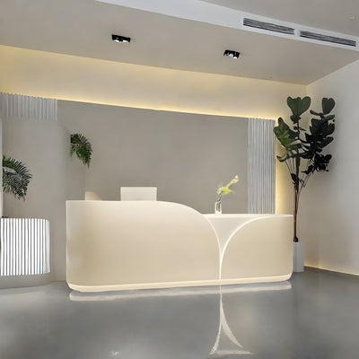 Floral-Shaped Straight Reception Desk with Corner and Cabinet for Salons and Spas JDT-743