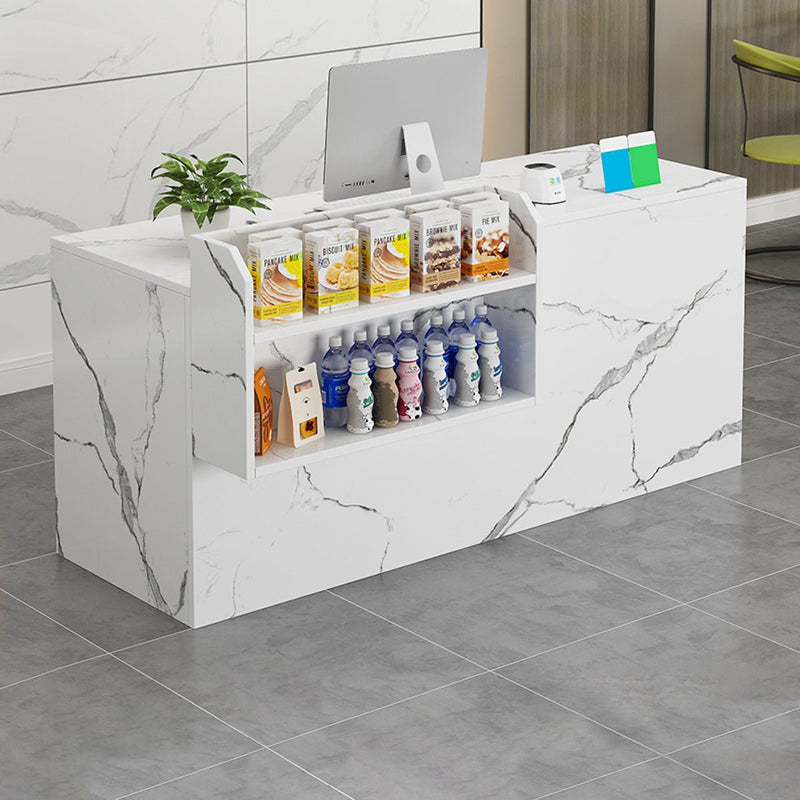Salon Reception Desk 39-79 in Wide with Keyboard Tray, File Drawers & Side Storage