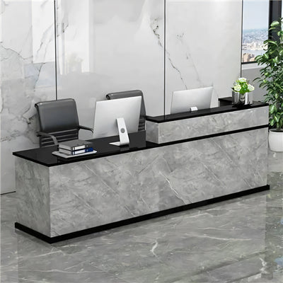 Corner Straight Reception Desk with Keyboard Tray and Drawers for Offices and Hotel Lobbies