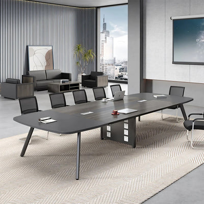 Minimalist Rectangle Conference Table with Outlet and Cable Management for Training and Meetings HYZ-021