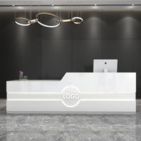 Groove-Design Straight Reception Desk with Cable Management and Custom Logo for Offices JDT-10104