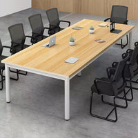 Simple Conference Table wtih Steel Legs and Wood Grain Made of Melamine Coated HYZ-10117