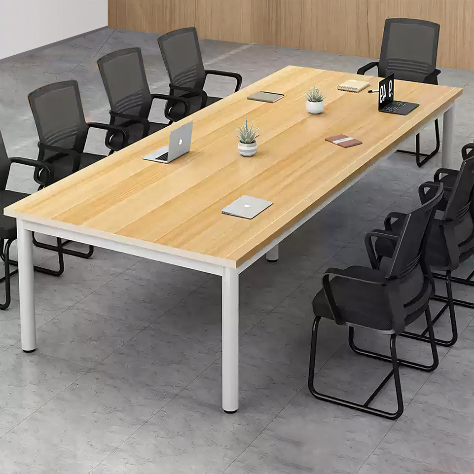 Simple Long Conference Table wtih Steel Legs and Wood Grain Made of Melamine Coated HYZ-10117