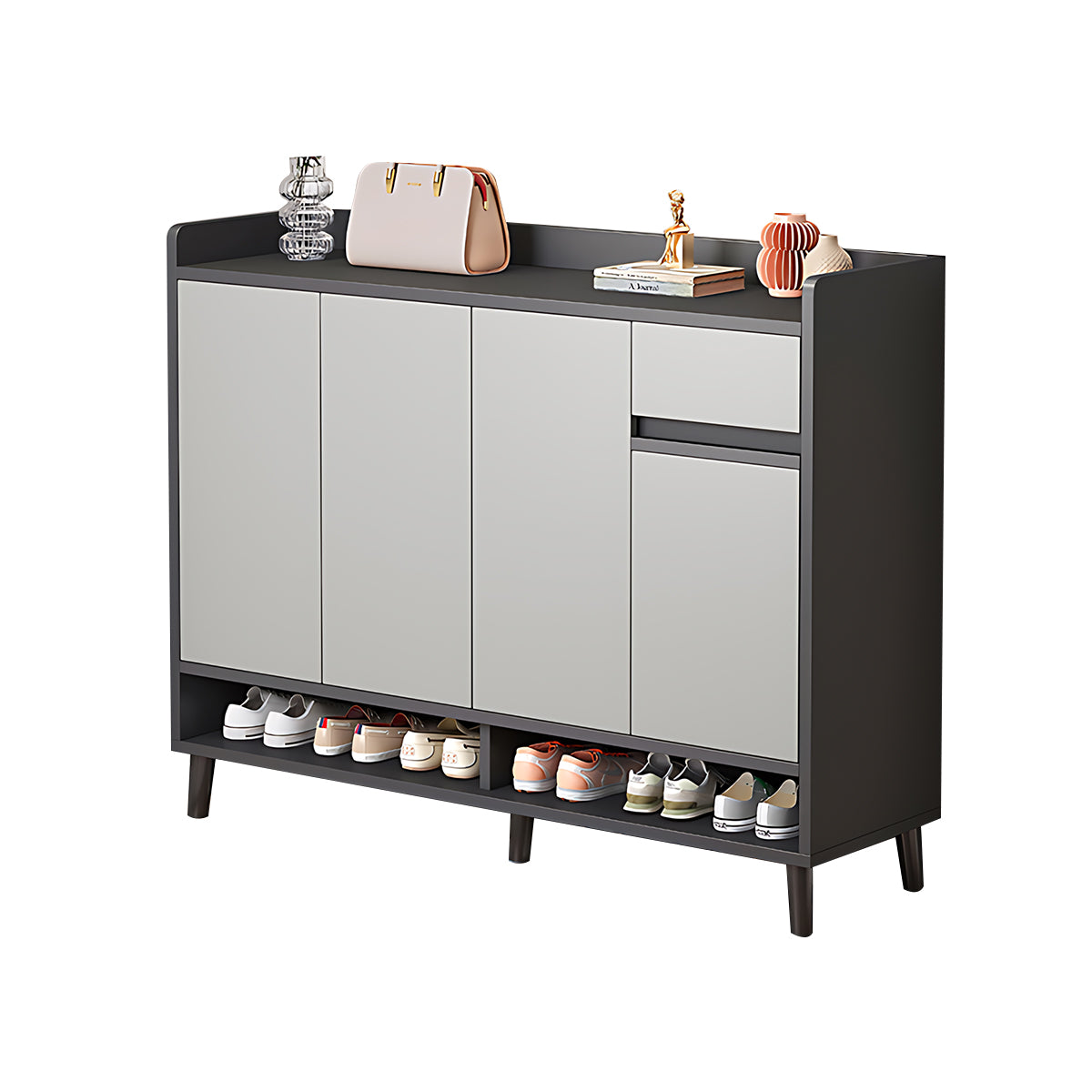 Premium Solid Wood Entryway Shoe Cabinet With Spacious Storage, Adjustable Shelves And Soft-Close Press Doors For Modern Homes CWG-02266