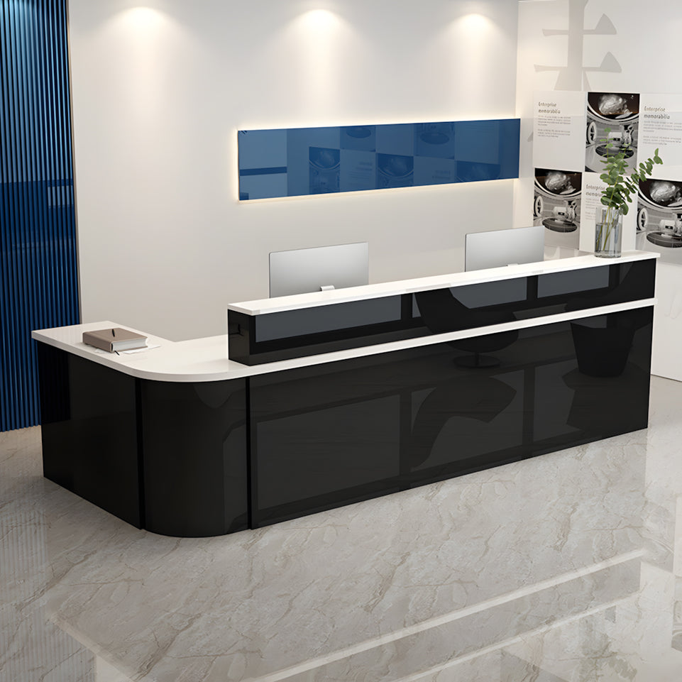 Minimalist L-Shaped Reception Desk with Lockable Drawers for Offices and Salons JDT-1038