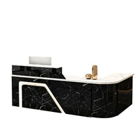 Jigsaw Design L-Shaped Reception Desk with Keyboard Tray and Drawers for Small Supermarkets JDT-1024