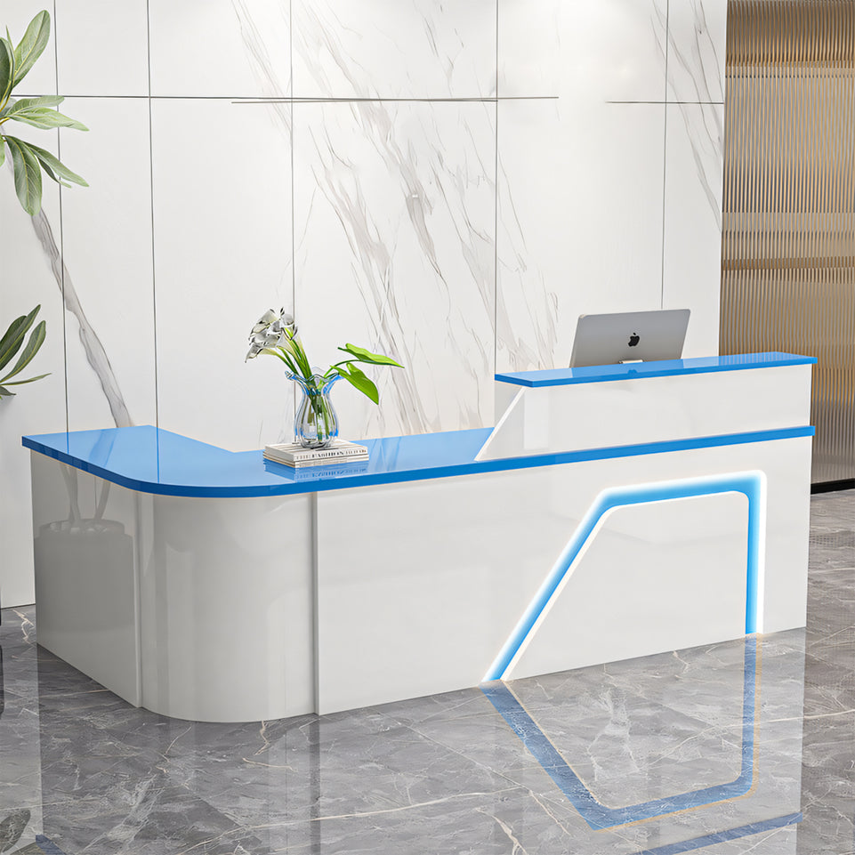 Modern Reception Hub Sleek Baked Enamel Front Desk for Welcoming Consulting and Cash Handling JDT-1024