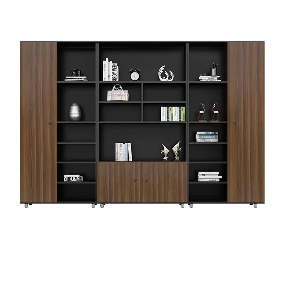 Rectangular Wooden File Cabinet with Open Storage Compartments WJG-745