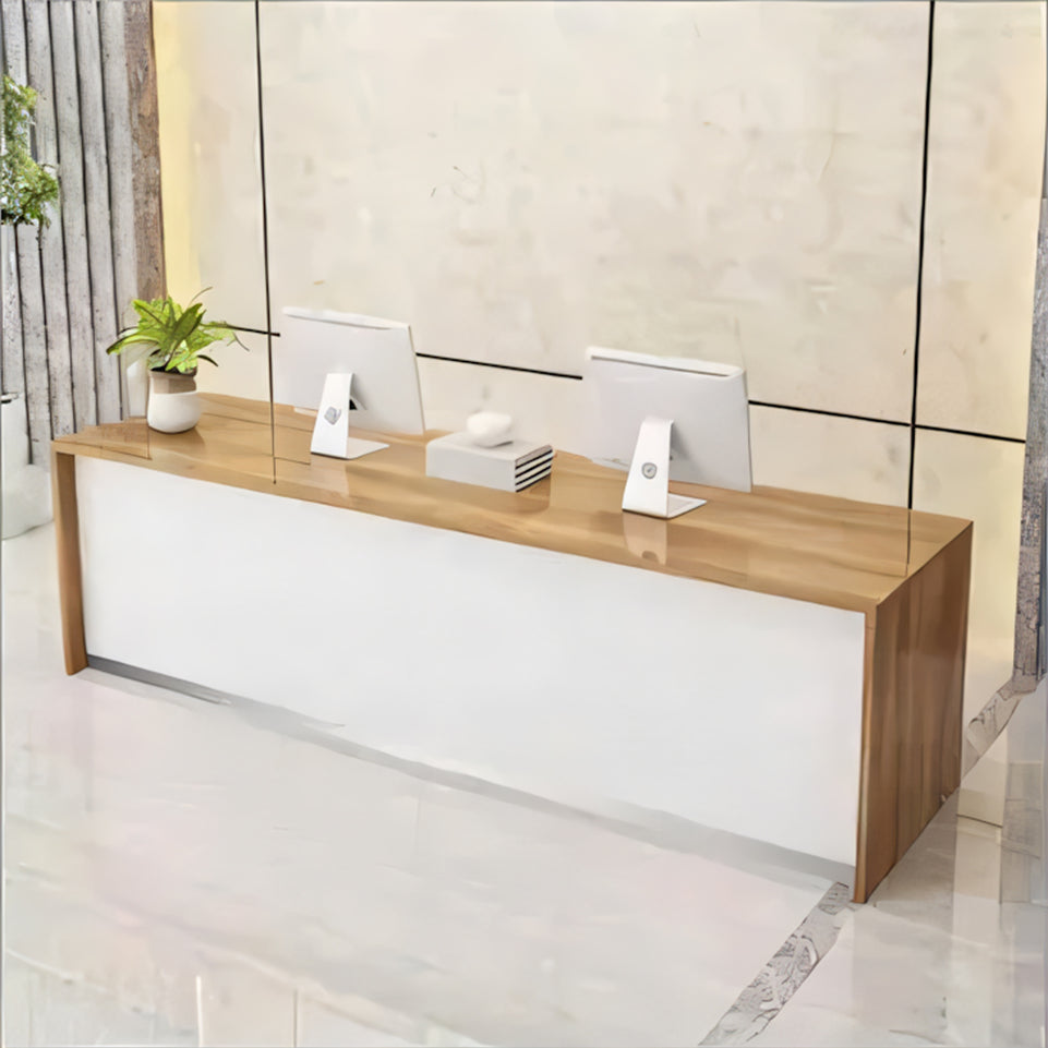 Minimalist Straight Reception Desk with Drawers and Storage Cabinet for Offices and Salons JDT-1092