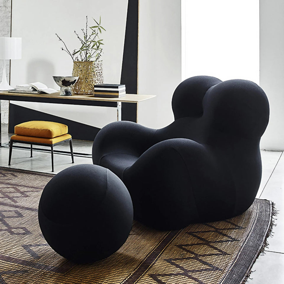 Black Minimalist Modern Ergonomic Comfortable Lounge Sofa with Ottoman BSF-301z-012（In Stock）