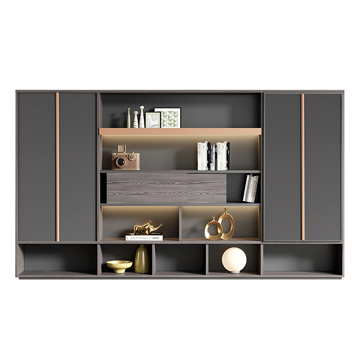 Modern L-Shaped Executive Desk with Multimedia Cable Box LBZ-2123