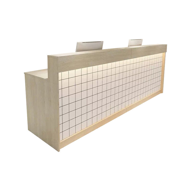 Straight Color-Blocked Reception Desk with Keyboard Tray and Drawers for Offices and Hotel Lobbies JDT-004