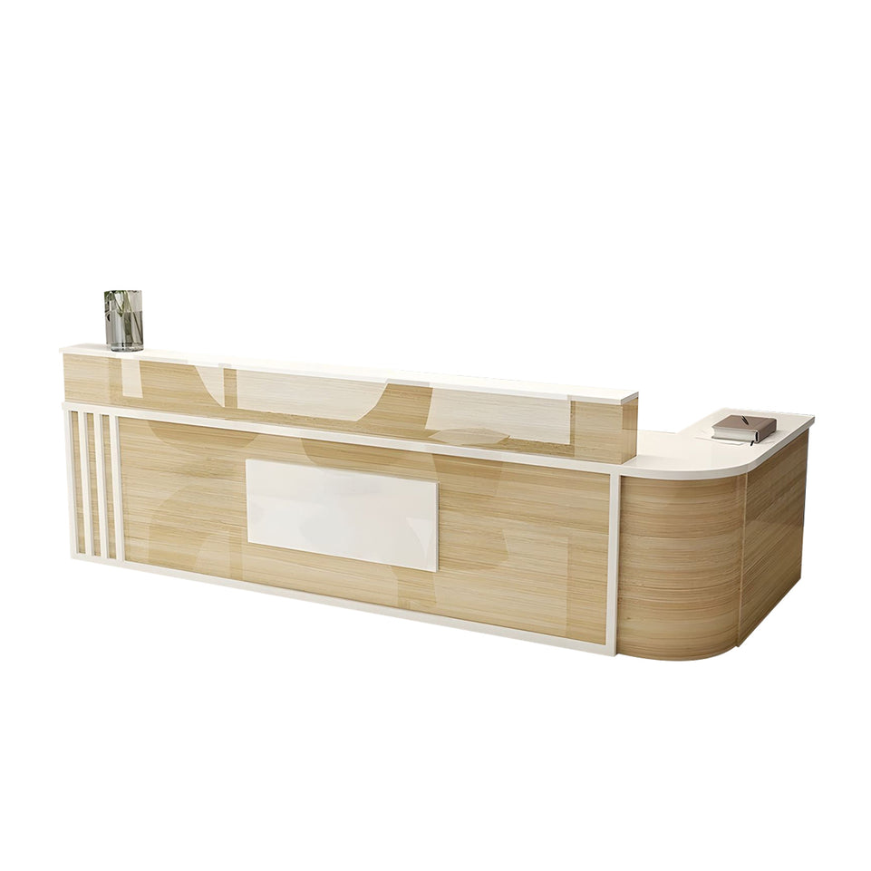 Small L-Shaped Front Desk with Lockable Drawer and Shelf for Shops JDT-1069