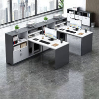 Contemporary Office Solution Simple and Modern Double Staff Desk and Cabinet YGZ-1011