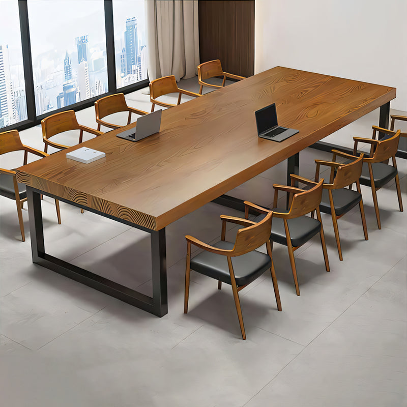 Executive Elegance Custom Made Solid Wood Conference Table With Reinforced Steel Legs For Office, Training, And Meeting Rooms HYZ-107