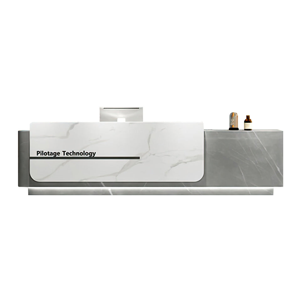 Color-Blocked Straight Reception Counter with Large Storage and Keyboard Tray for Salon JDT-050