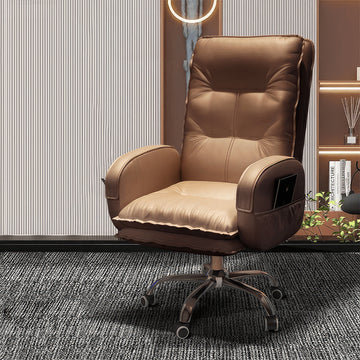 Modern Executive Desk 20 in Wide with Lumbar Support, Swivel & Round for Home Office