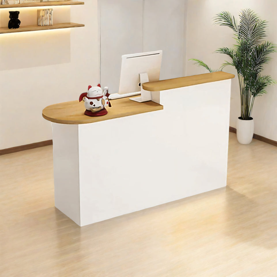 Curved Small Reception Counter with Cable Management and Lockable Drawer for Store JDT-10111