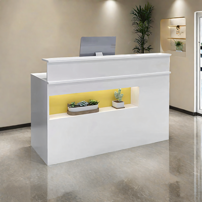 Hollow Design Small Front Desk with Display Window and Lockable Drawer for Shop JDT-1065