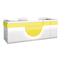 Color-Blocked Curved Straight Front Desk with Shelf and Lockable Drawers for Office JDT-10149