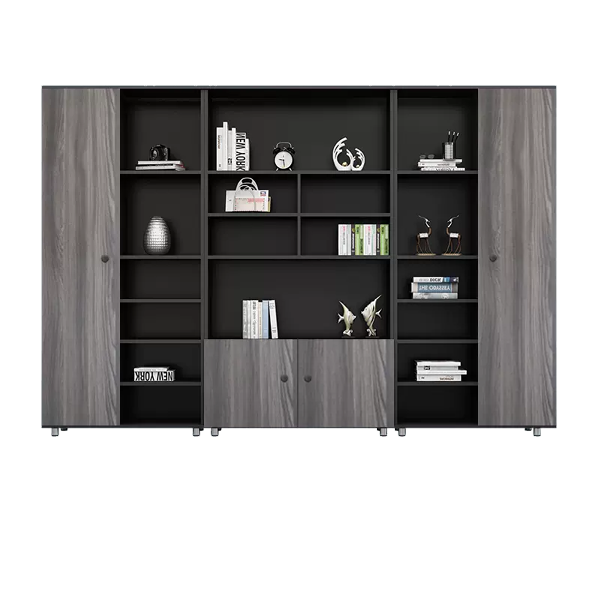 Rectangular Wooden File Cabinet with Open Storage Compartments WJG-745