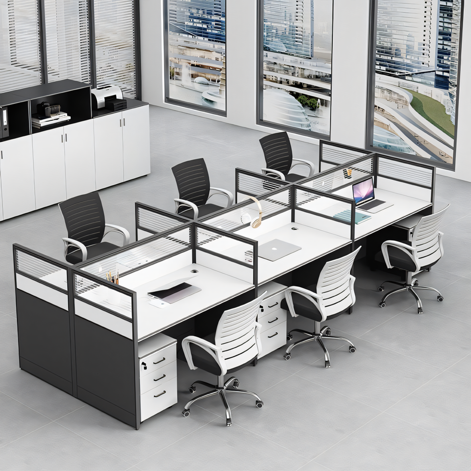 Efficient Office Setup: Modern Staff Desk and Chair Set with Computer Desk BGZ-006