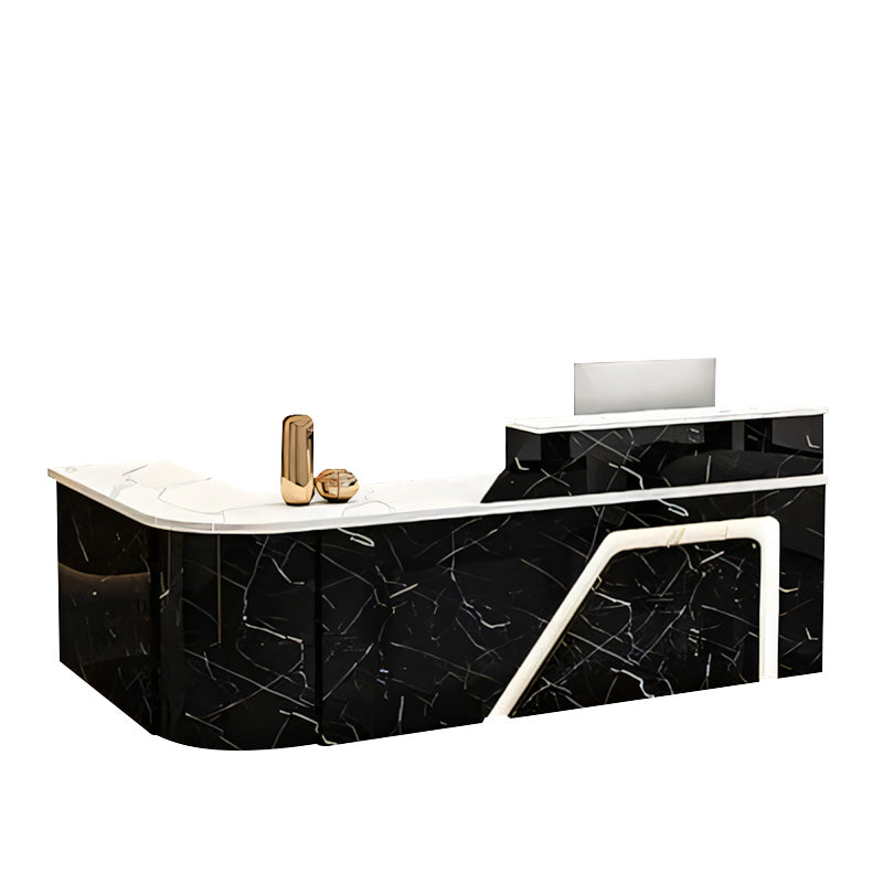 Jigsaw Design L-Shaped Reception Desk with Keyboard Tray and Drawers for Small Supermarkets JDT-1024