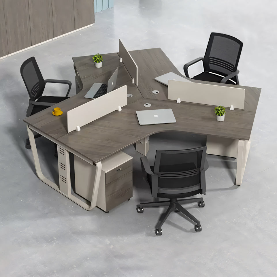 Sculpted Staff Desk Minimalist Modern Office Computer Desk Screen Card Seat Twin Staff Desk YGZ-1017