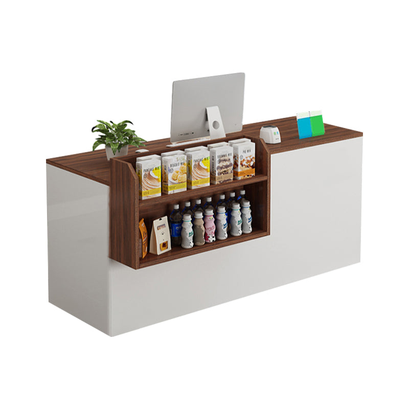 Curved Reception Counter with Keyboard Tray and Multiple Drawers for Salon and Clothing Store JDT-K051