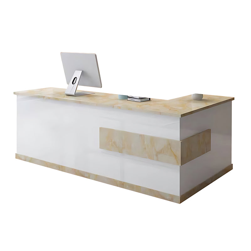 L-Shaped Front Desk with Lockable Drawers and Storage Cabinet for Offices JDT-10108