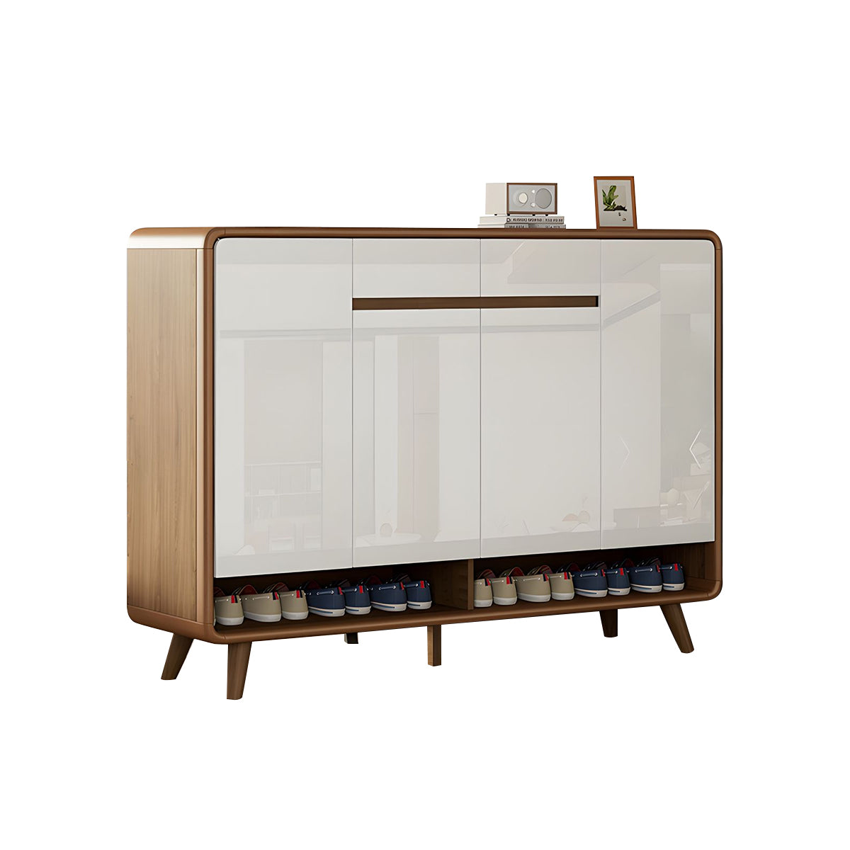 Large Capacity Solid Wood Shoe Cabinet With Adjustable Shelves And Sleek Piano Gloss Finish For Entryway CWG-2159