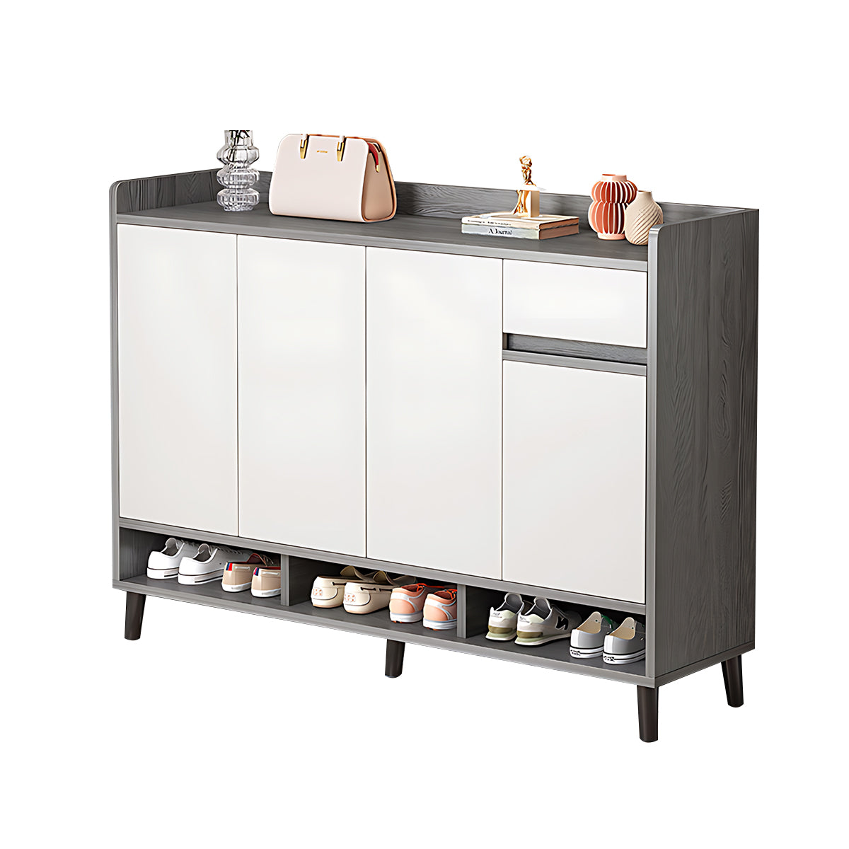 Premium Solid Wood Entryway Shoe Cabinet With Spacious Storage, Adjustable Shelves And Soft-Close Press Doors For Modern Homes CWG-02266