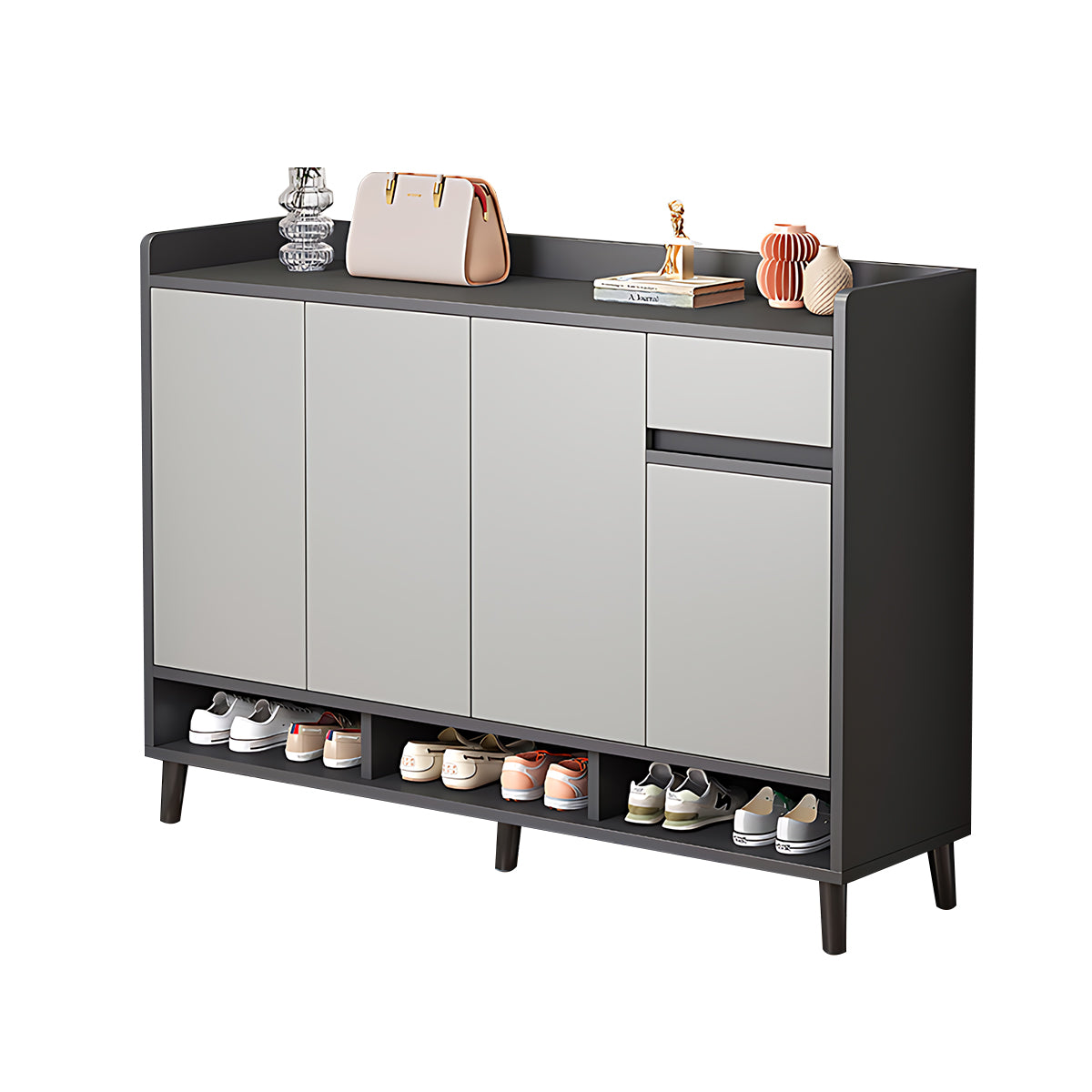 Premium Solid Wood Entryway Shoe Cabinet With Spacious Storage, Adjustable Shelves And Soft-Close Press Doors For Modern Homes CWG-02266