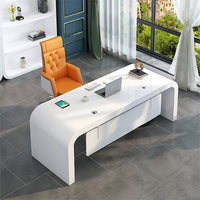 Luxury Office Boss Desk White Lacquer Stylish Boss Desk LBZ-107