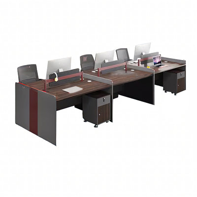 Classic Computer Desk Modern Design Office Desk Six Person Staff Desk with Contrast Color Screen YGZ-10114