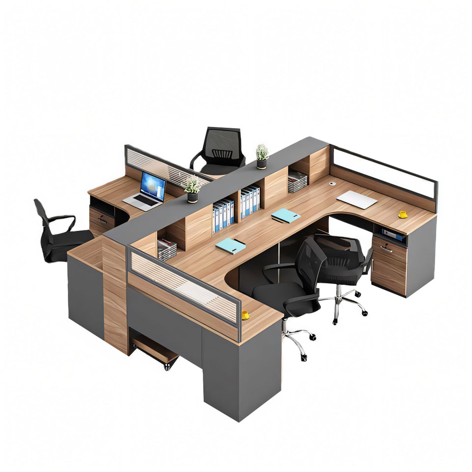 Modern Office Desk and Chair Set with Privacy Panels - Ideal for Workstations BGZ-227