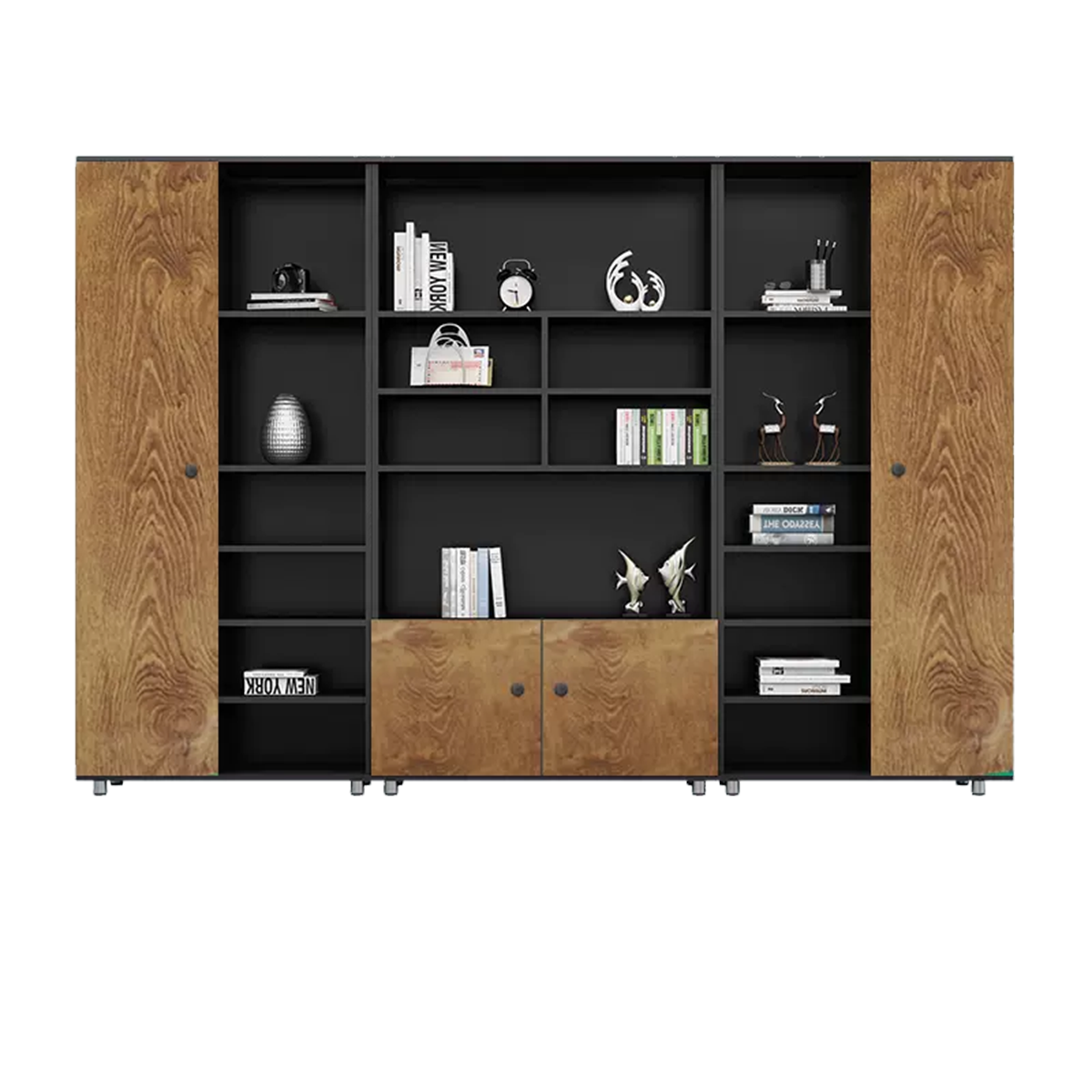 Rectangular Wooden File Cabinet with Open Storage Compartments WJG-745