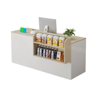 Curved Reception Counter with Keyboard Tray and Multiple Drawers for Salon and Clothing Store JDT-K051