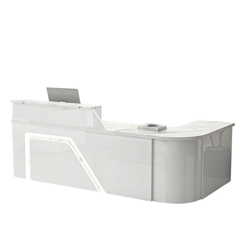 Jigsaw Design L-Shaped Reception Desk with Keyboard Tray and Drawers for Small Supermarkets JDT-1024