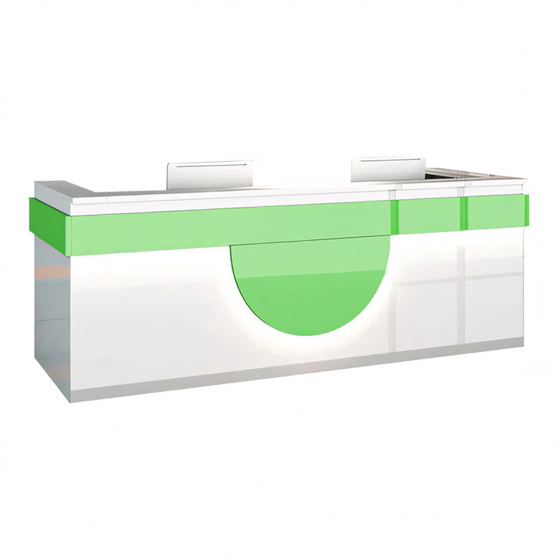 Color-Blocked Curved Straight Front Desk with Shelf and Lockable Drawers for Office JDT-10149