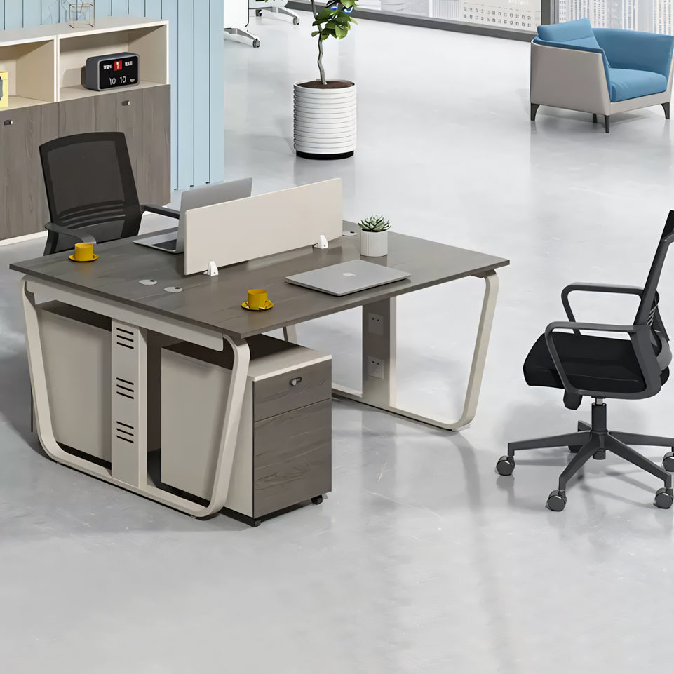 Sculpted Staff Desk Minimalist Modern Office Computer Desk Screen Card Seat Twin Staff Desk YGZ-1017