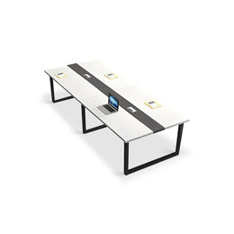 Color-Blocked Rectangle Table with Cable Management for Meeting Rooms and Offices HYZ-1010