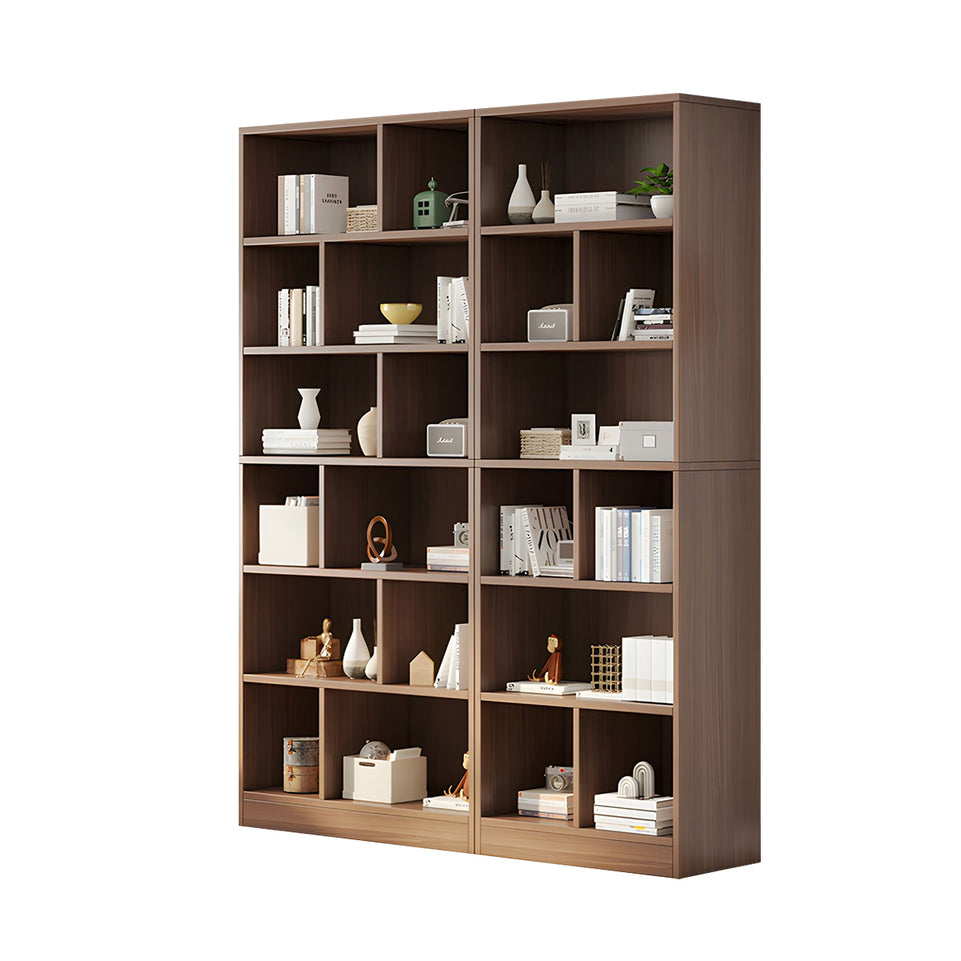 Spacious Floor-to-Ceiling Solid Wood Bookcase with Adjustable Shelves, Eco-Friendly Wood Cabinet for Home or Office CWG-2177