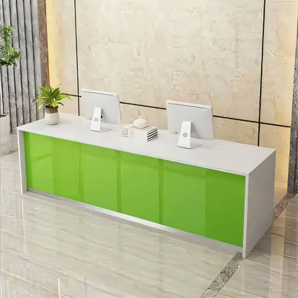 Minimalist Straight Reception Desk with Drawers and Storage Cabinet for Offices and Salons JDT-1092