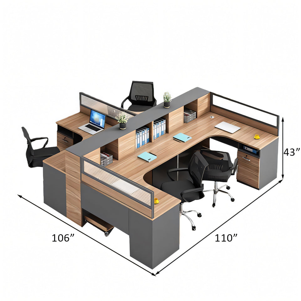 Modern Office Desk and Chair Set with Privacy Panels - Ideal for Workstations BGZ-227