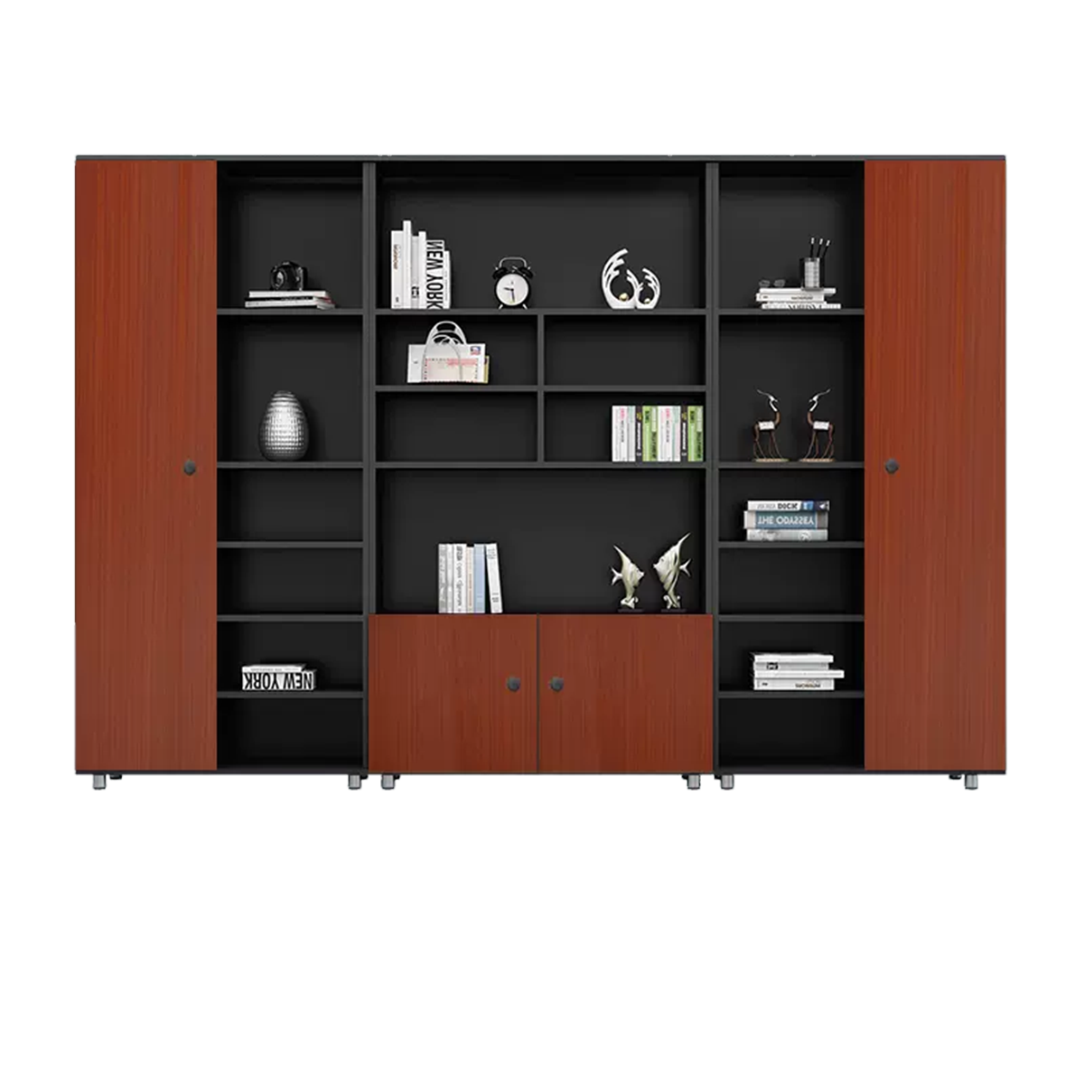 Rectangular Wooden File Cabinet with Open Storage Compartments WJG-745